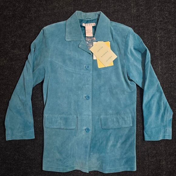 Other Jackets & Blazers - Vntge 90s Jessica Holebrook New with tags 100% leather baby blue jacket Womans M